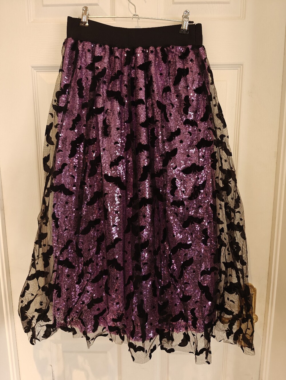 Brand New Gothic Core Halloween Glitter Bats Skirt